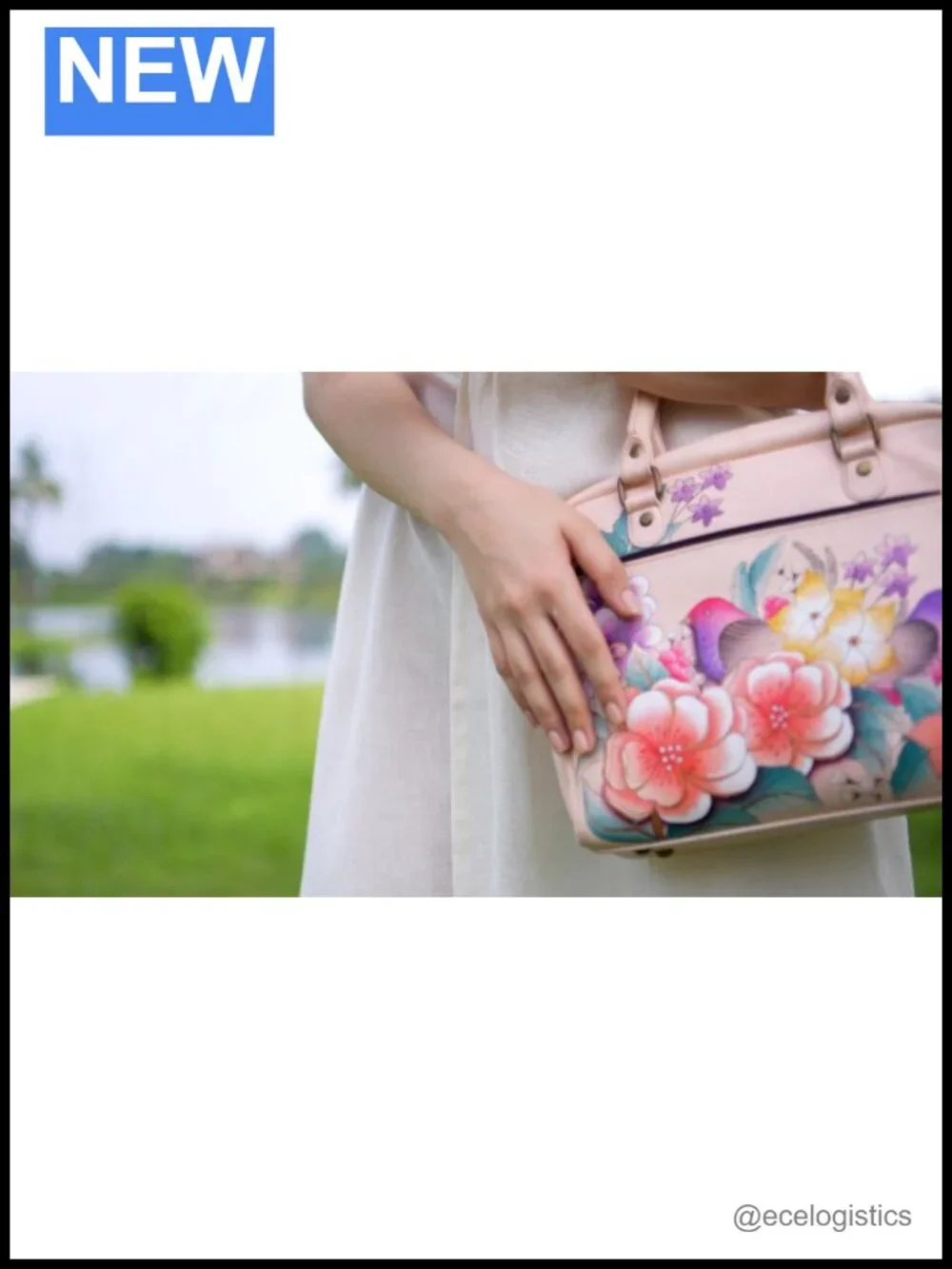 Genuine Leather Hand Painted Satchel Crossbody Bag with Zipper Closure
